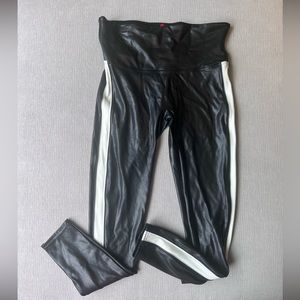 SPANX Faux Leather Side Stripe Leggings - Size L